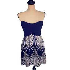 Xtraordinary Black & White Strapless Fit & Flare Mini Cocktail Dress Sz M