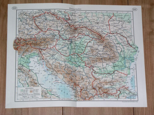 1937 VINTAGE MAP OF HUNGARY CZECHOSLOVAKIA YUGOSLAVIA ROMANIA AUSTRIA BULGARIA