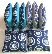 SEATTLE MARINERS CORNHOLE BEAN BAGS SET OF 8 TOP QUALITY TOSS GAME  
