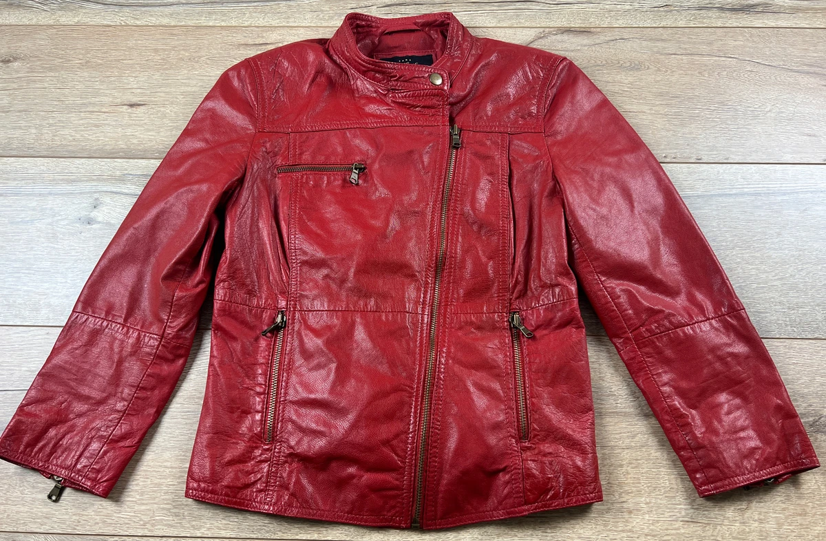 Zara red top leather jacket