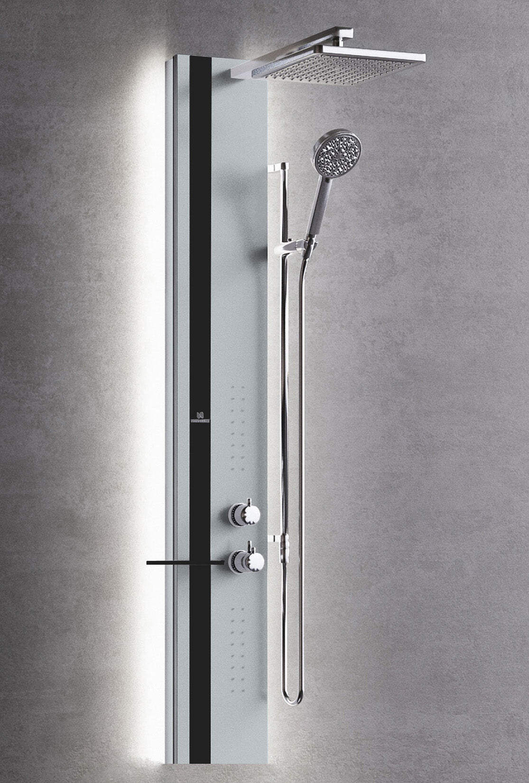 Colonna Doccia Bagno Novellini Line 2 Idro Light LED Meccanico Silver Nero Opaco