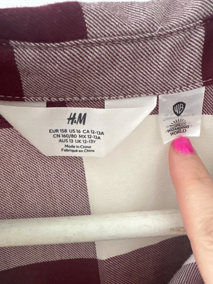 Camisa abotonada a cuadros Harry Potter Hogwarts con plataforma parche 9 3/4 niñas 16 Foto 4 de 4