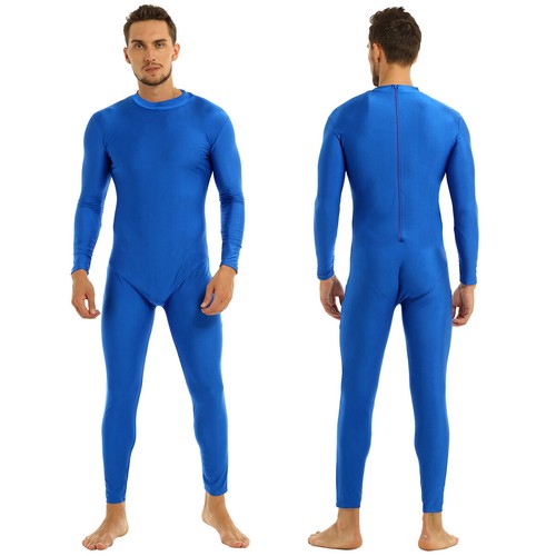Men's Mock Neck Bodysuit Long Sleeves Unitard Fitness Gymnastic Leotard Jumpsuit - Picture 35 of 48