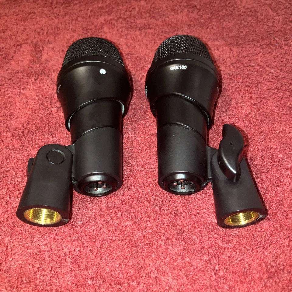 2 Kick Drum Microphones For Double Bass Mics Pedal Guitar Amp Clips Mic kit Set - Image 2 of 4