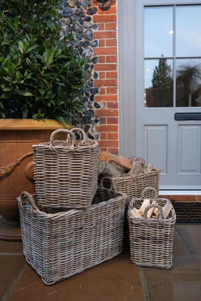 Rectangular Kubu Wicker Rattan Log Storage Handmade Basket - Image 2 of 4