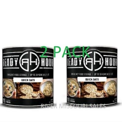 2 Pack Essentials Ready Hour Quick Oats, 2.5lb #10 Cans, 30 Year Emergency Food 