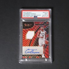 2021-22 Panini Select Rookie Jersey Auto CAMERON THOMAS RED WAVE POP 1 PSA 7 