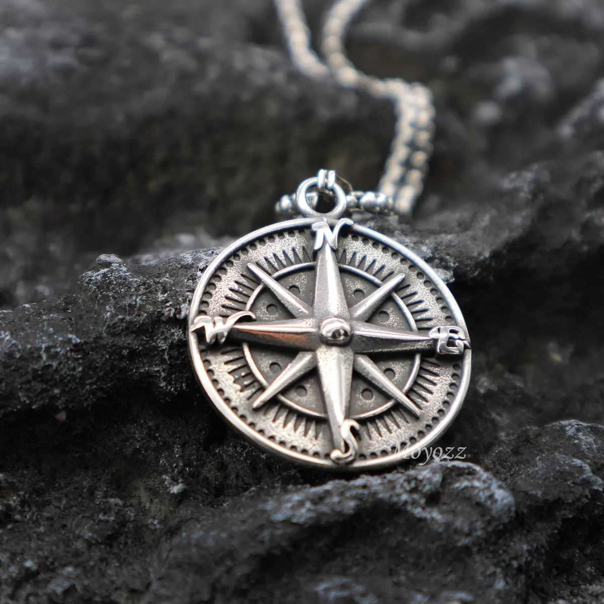 Cool Mens Nautical North Star Compass Pendant Necklace Stainless Steel Gift