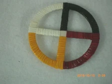 Quilled Lakota Four Directions 2"  Medicine Wheel