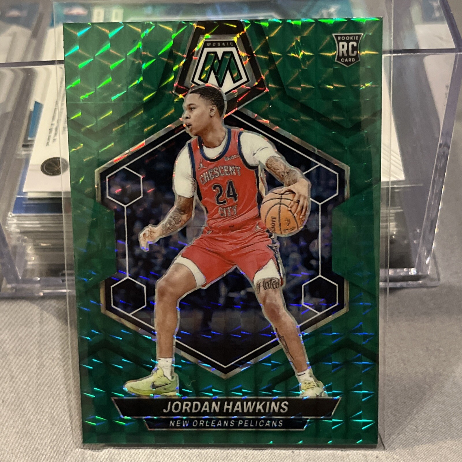 2023-24 Panini Mosaic #243 Jordan Hawkins RC Green MOSAIC PRIZM New Orleans