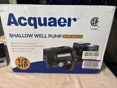 Acquaer Shallow Well Jet Pump,Cast Iron, Well Depth Up to 25ft, 115V/230V 1/2HP