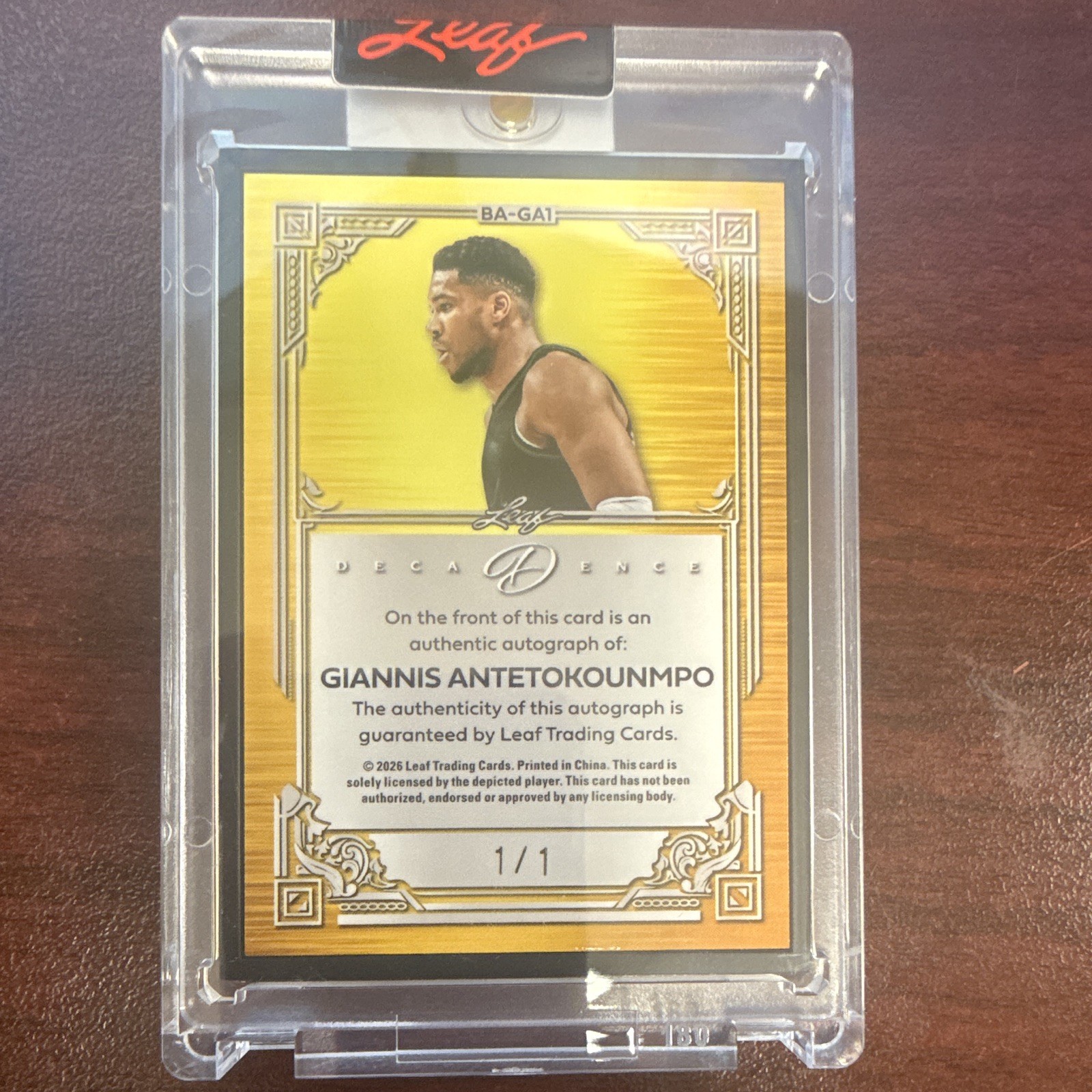 Leaf 2026 Leaf Decadence Giannis Antetokounmpo Bucks BA-GA1 Auto 1/1 view 2