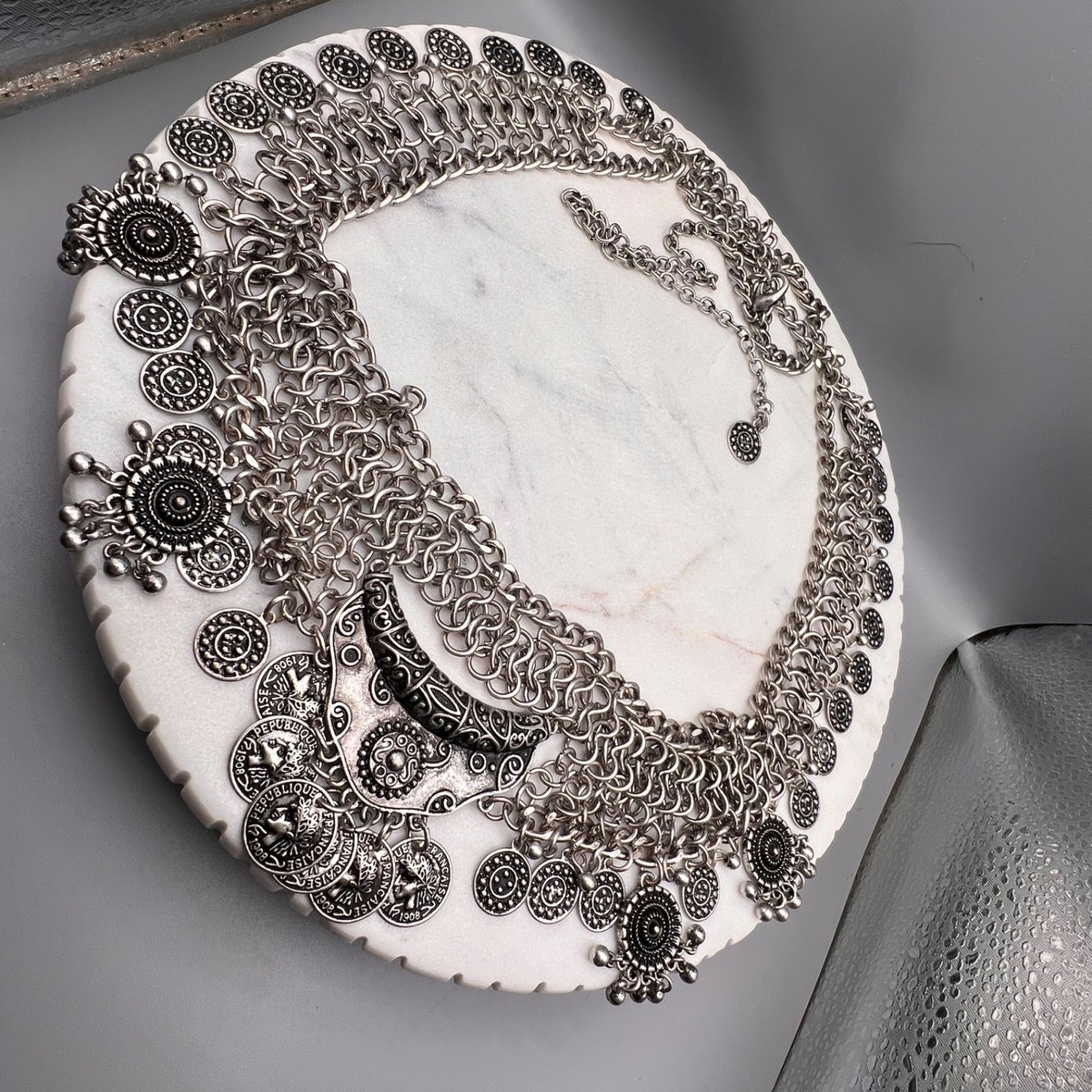 Vintage Silver Coin Chain Belt Disc Medallion Boho Festival Statement One Size Boho Coin Silver Belt - Etsy main image 3