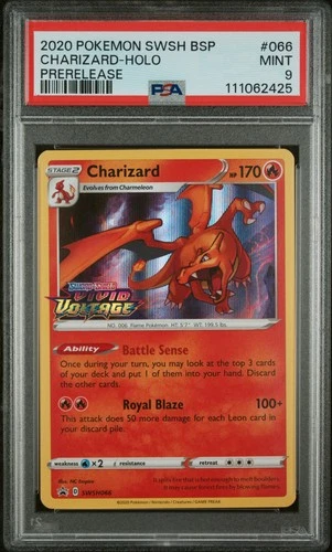2020 POKEMON SWSH BLACK STAR PROMO PRERELEASE #066 CHARIZARD-HOLO PSA 9