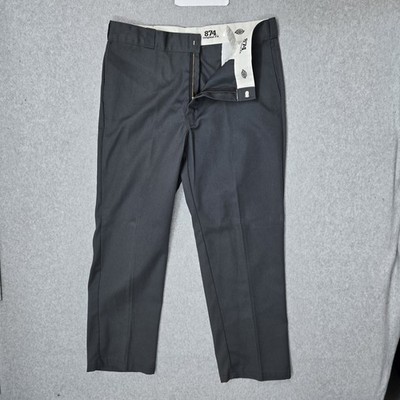 Dickies Men Pants 40X30 Gray Khakis Twill 874 Work Pants Logo Original Fit