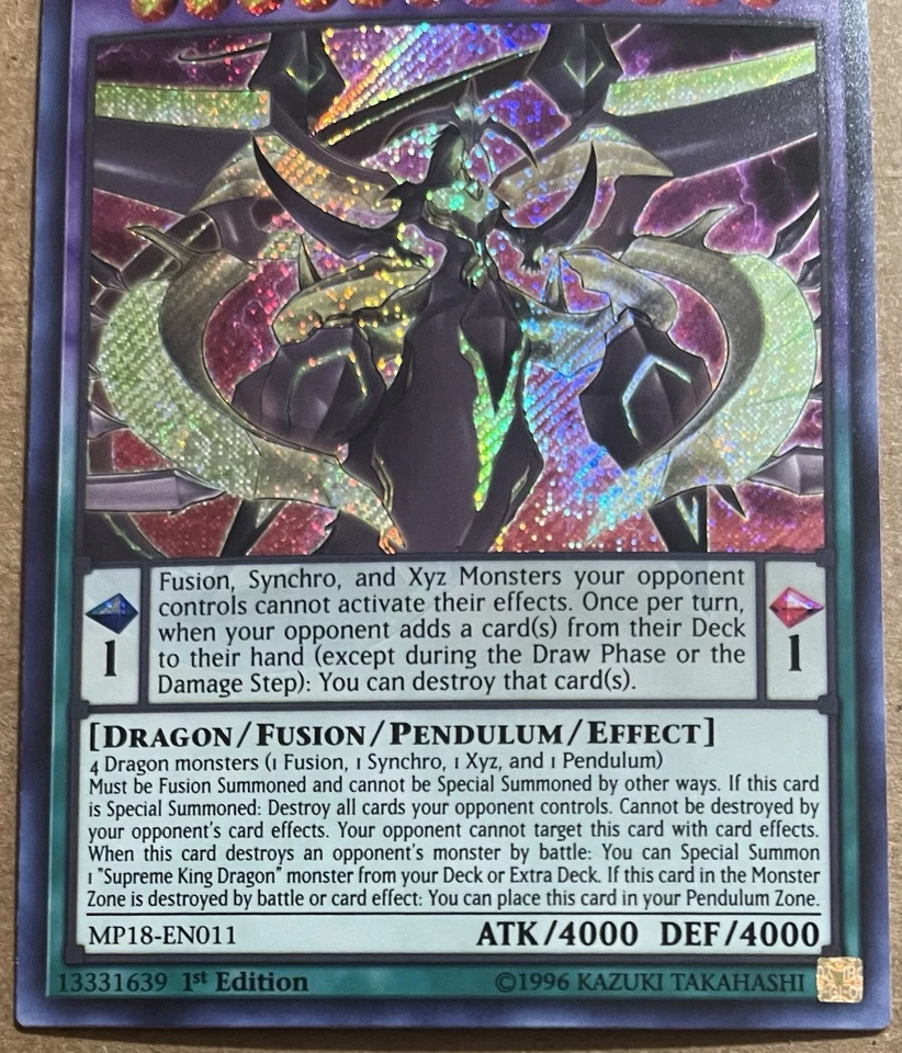 Yu-Gi-Oh!  SUPREME KING Z-ARC - SECRET RARE HOLO MP18-EN011 1ST EDITION MINT/NM - Image 3 of 4