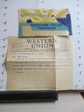 WESTERN UNION telegram 1929 John Ryan Jr Ile-De-France cruise ship pier HELEN