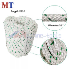 3/8" 200' Double Braid Polyester Rope 1544Lbs Breaking Strength Bull Rope