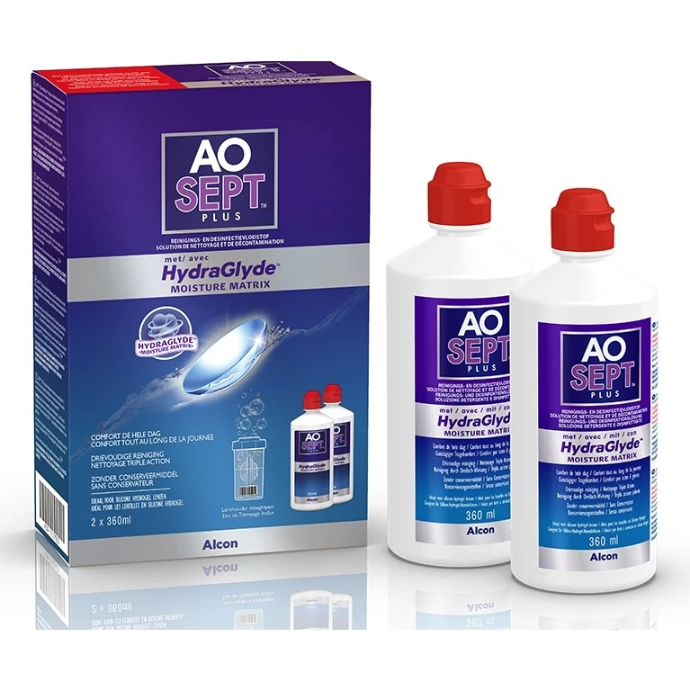 AOsept Plus mit Hydraglyde Kontaktlinsenflegemittel, Vorratspackung , 2 x 360 ml - Bild 1 von 1
