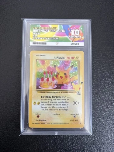 Pokemon Pikachu Birthday Card 24-Holo Celebrations Ace 10