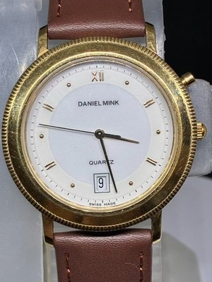 Daniel Mink 4040 Classic 36mm Men's 18k Gold Plate Swiss Dress Watch (Lot2654)
