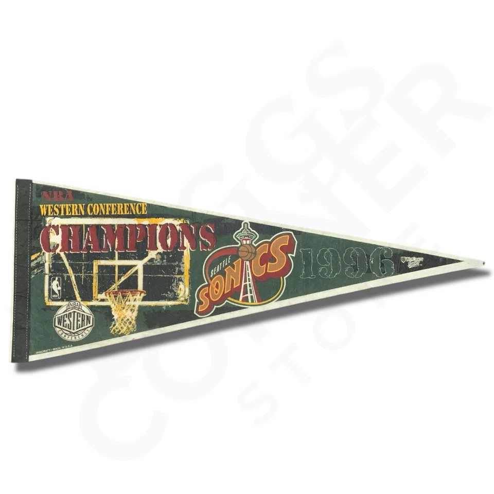 Wincraft Seattle SuperSonics Pennant Green 1996 Champions Space Needle Vintage - Image 2 of 4