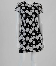 Sam Edelman Women's Black Rose-Embroidered Boat-Neck Sheath Dress Size 10