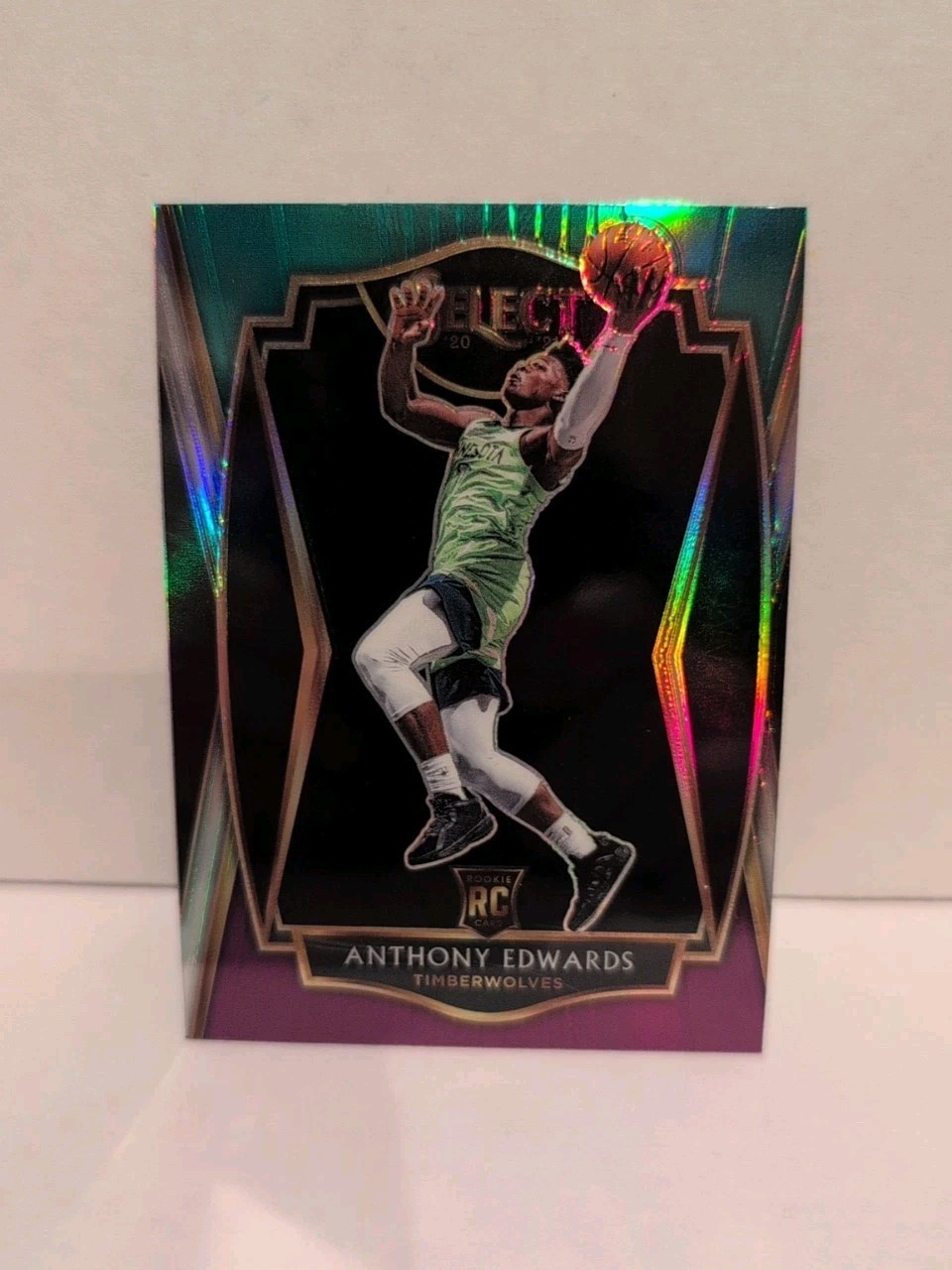 2020-21 Panini Select Anthony Edwards Green White Purple Prizm Premier Rookie RC