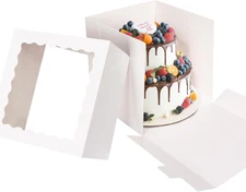 Cake Boxes - 12x12x12 Inch, with Window, 16 Pack, Disposable, with Lids