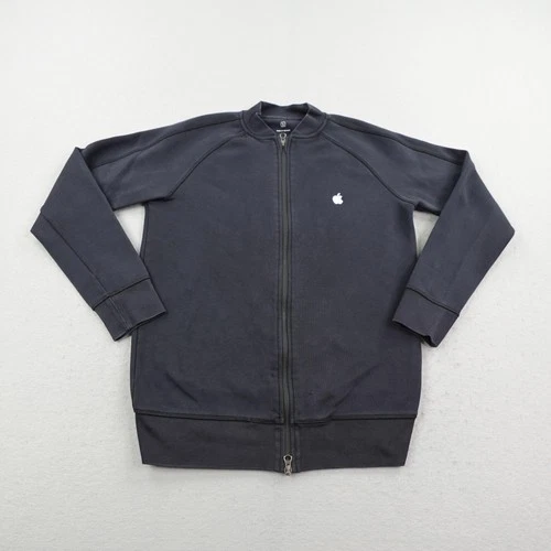 Apple Jacket Mens Small Black Full Zip Sweatshirt Logo Tech Employee Bomber Coat - product listing photo