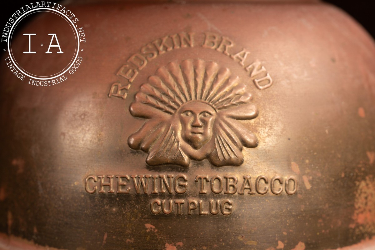 Antique Redskin Brand Chewing Tobacco Promotional Spittoon