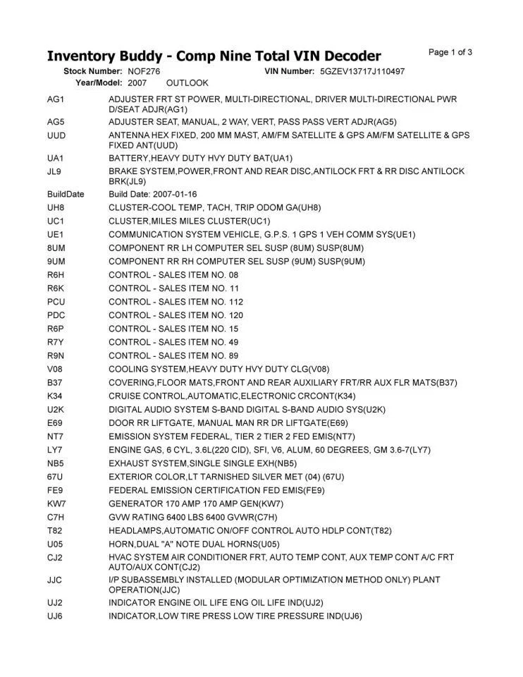 Carrier VIN J 11th Digit Limited Rear Fits 07-17 ACADIA 2679257 Foto 2 de 4