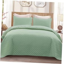 Reversible Size Quilt Bedding Set with Pillow California King Light Green