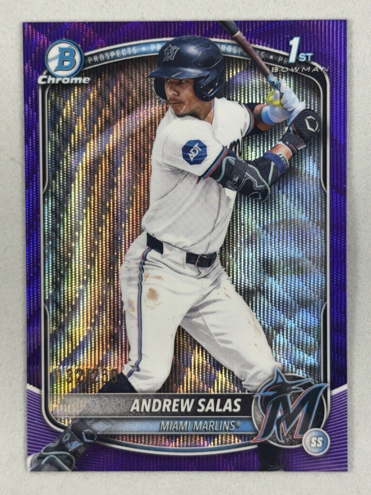 109/250! ANDREW SALAS 2025 BOWMAN CHROME 1ST PURPLE WAVE MARLINS 132/250