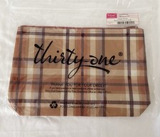 Thirty One Zipper Pouch Autumn Plaid, 12 1/2  x 8 1/2  , NEW