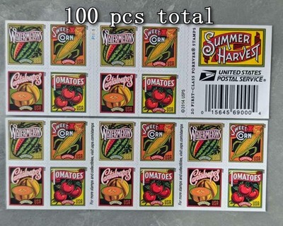 SUMMER HARVEST (5 Books of 20) Forever Stamps MNH #5007b (100 Stamps Total)