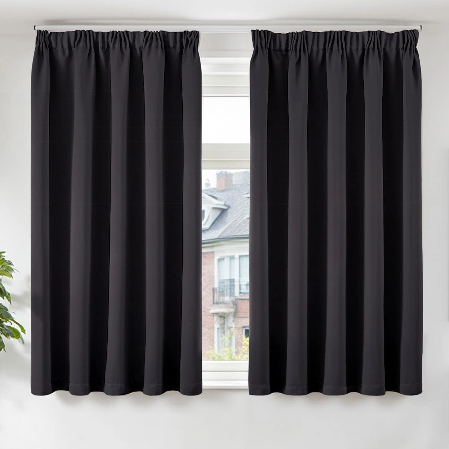TOPICK Blackout Curtains for Bedroom, Super W 46" x L 54" (2 Panels), Black