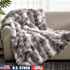 Bubble Shape Faux Fur Throw Blanket Ultra Soft Warm Cozy Fleece Gift Home Decor