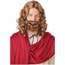 Jesus Biblical 70s Hippie Christmas Good Friday Easter Mens Costume Wig Beard