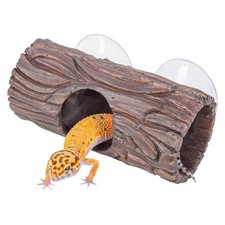 CAVACHEW Reptile Hide, Resin Hollow Log Hideout with 2pcs Powerful Brown