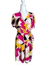 Nine West Multicolored V-neck Dress Size L