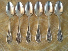 1847 Rogers Bros Old Colony Six Teaspoons Design Back Silverplate 1911