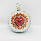 Vintage Hand Blown Inge Glas Heart Indent Christmas Ornament ~ Germany ~ 2-1/2"