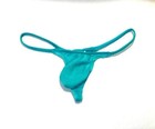 Men's Size L (USA-M) Sheer See Through T-Back Thong - Aqua - Waffled Fabric — photo 6