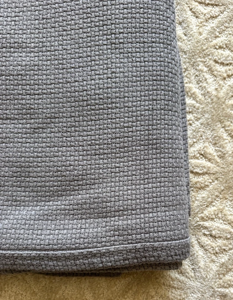 PB Teen Twin Blanket 100% Organic Cotton Gray Waffle Weave 2017 Never Used - Image 2 of 4