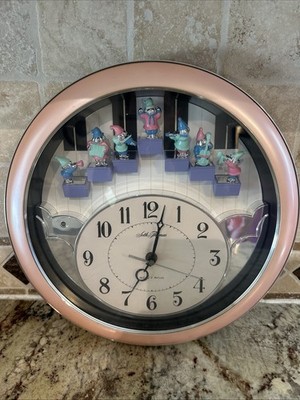 Seth Thomas Melody & Motion Piano Keys Orchestra Pink Frame Clock