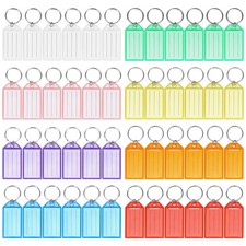 48 Pack Plastic Key Tags Key Labels with Ring and Label Window 8 Colors