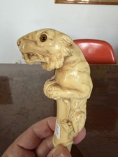 Canne Ancien Pommeau Tigre Art Déco Art Nouveau