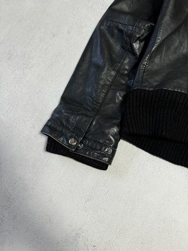 Vintage Diesel Leather Jacket Bomber Big Logo Avant-Garde Japanese Black Mens - Picture 6 of 24