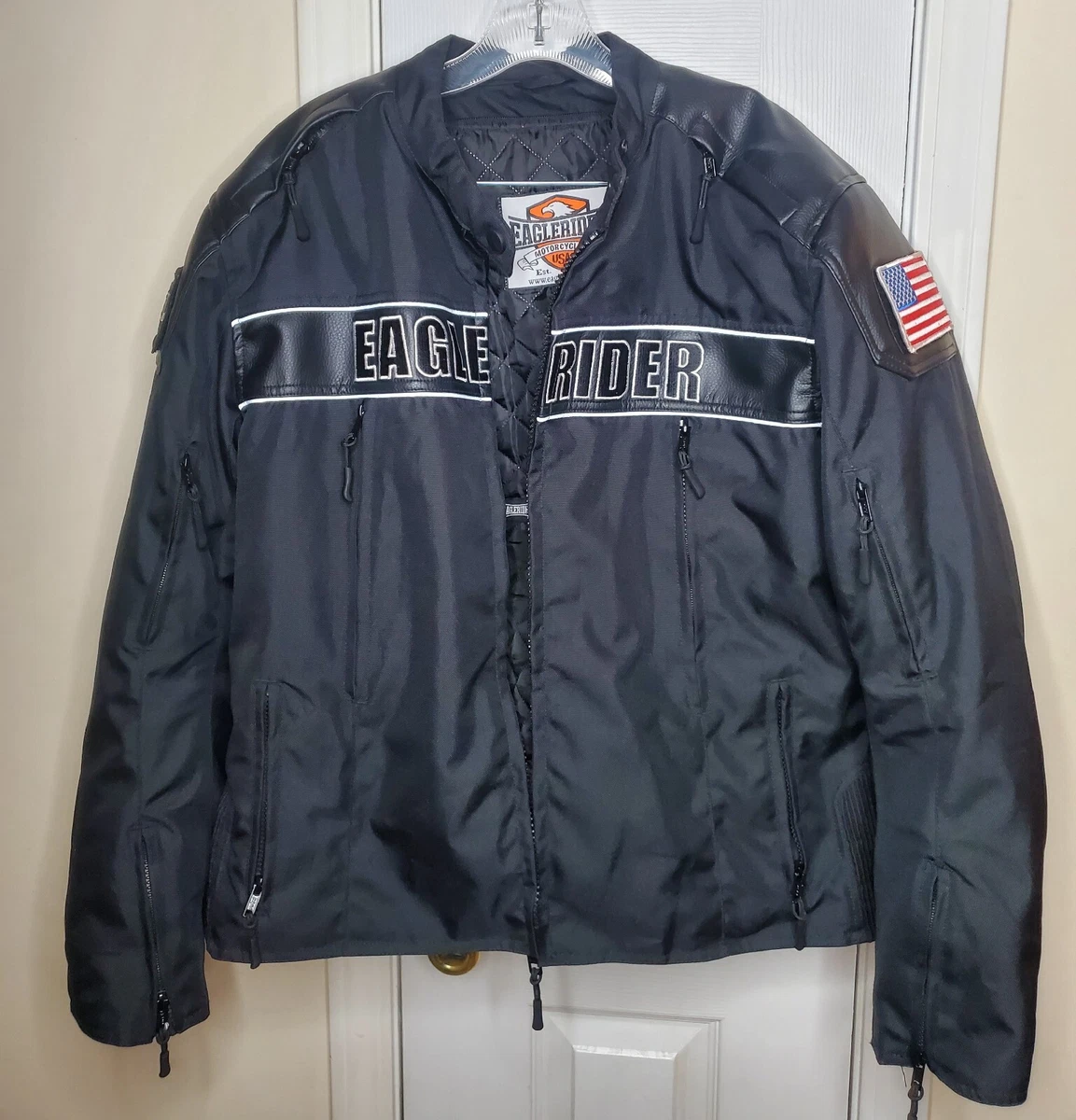 Womens Eagle Rider Motorcycle Biker Lined Armor Black Jacket Coat W2XL 2X  XXL | eBay